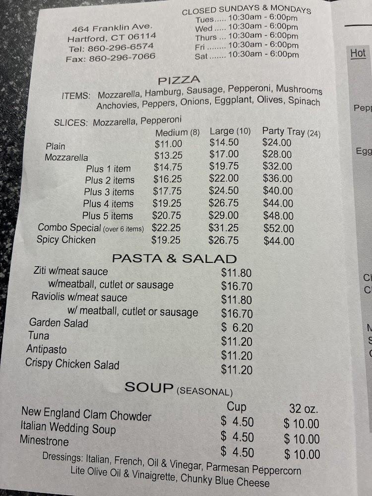 Franklin Giant Grinder Shop Menu image 1